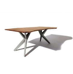 METALL Jedálenský stôl 140x90x76, lakovaný s anctracitovými nohami (lesklé),akácia,prírodná