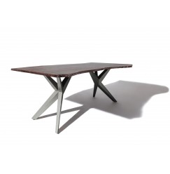 METALL Jedálenský stôl 140x90x76, lakovaný s anctracitovými nohami (lesklé),akácia,sivá