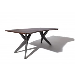 METALL Jedálenský stôl 160x90x76, lakovaný s antracitovými nohami (matné),akácia,hnedá