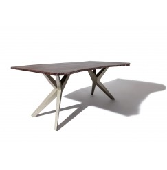 METALL Jedálenský stôl 160x90x76, lakovaný s antracitovými nohami (matné),akácia,sivá
