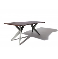 METALL Jedálenský stôl 180x90x76, lakovaný s anctracitovými nohami (lesklé),akácia,hnedá