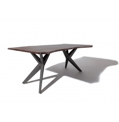 METALL Jedálenský stôl 180x90x76, lakovaný s antracitovými nohami (matné),akácia,sivá